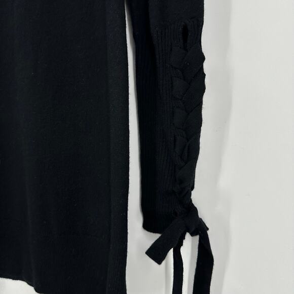 Ramy Brook Walt Turtleneck Sweater Dress Wool Cashmere Blend Lace-Up Sleeve Mini - Picture 10 of 13